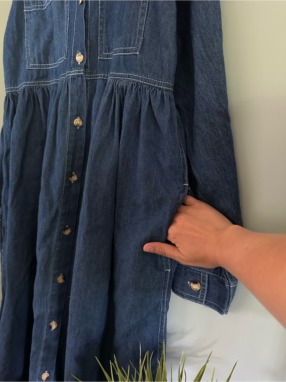Vintage Denim Button-Front Maxi Dress - Picture 5 of 6